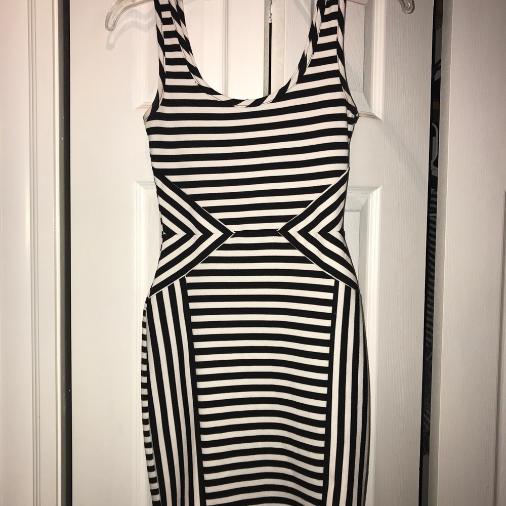 Black and white mini dress